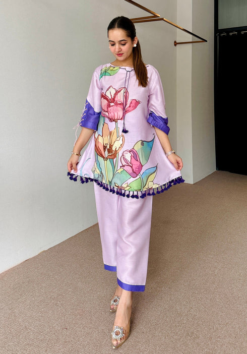 Myra Lavender Festive Floral Kurta Set